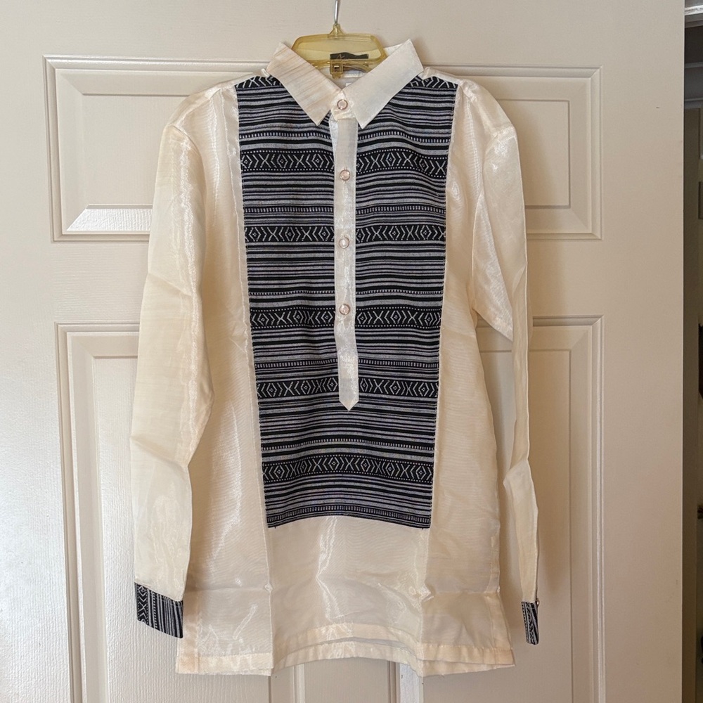 NWT Barong Tagalog with Igorot tribe trim.